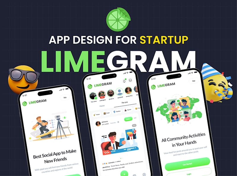 Cover image for 📱 Limegram - Social Media Mobile App Design 📸 💬 