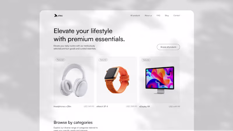 Cover image for Etec - E-commerce Framer Website