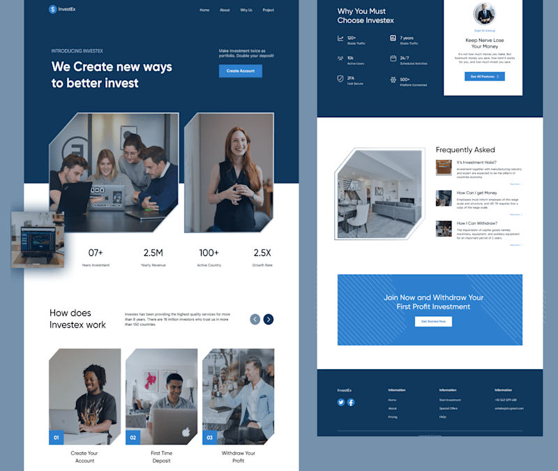 Cover image for Investment website Landing page design concept