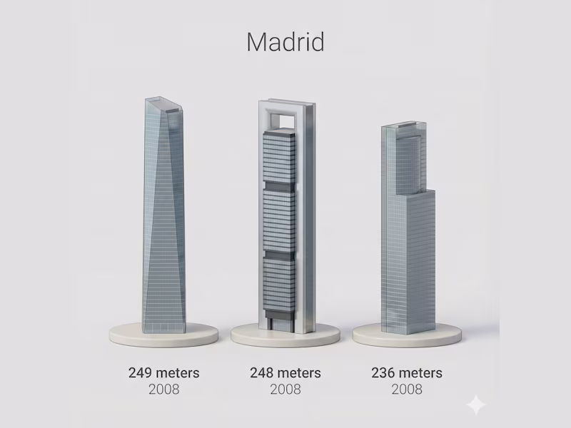 Cover image for I created 3D models of Madrid's iconic skyscrapers from 2008...