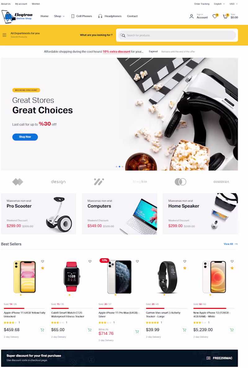 Cover image for Development of eCommerce Website for Electronics Store