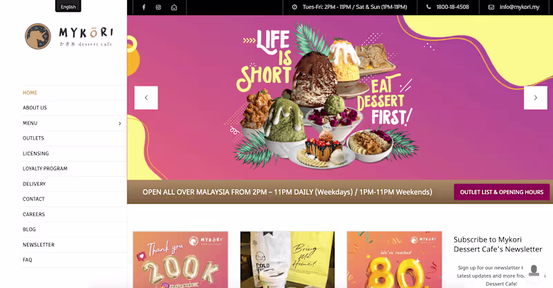 Cover image for Mykori Dessert Cafe Social Media Collateral & Website