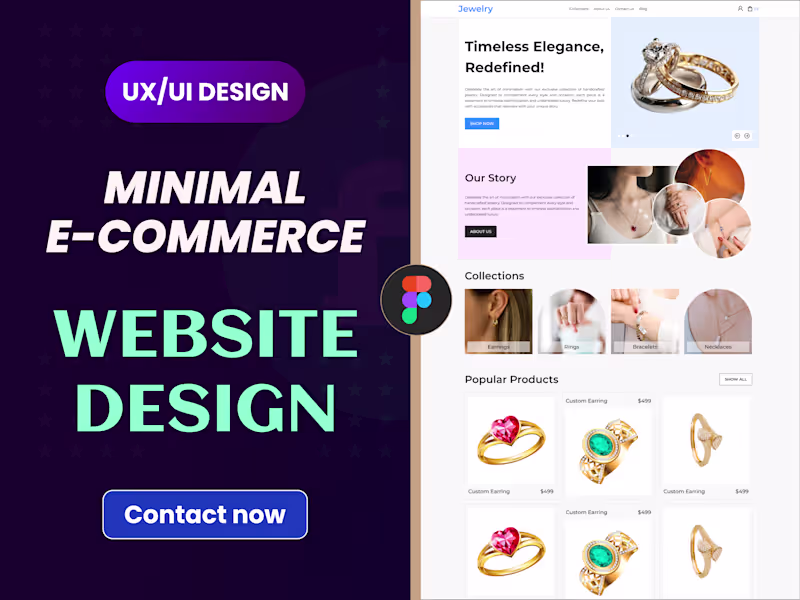Cover image for I will design minimal ecommerce website, UX UI design in figma