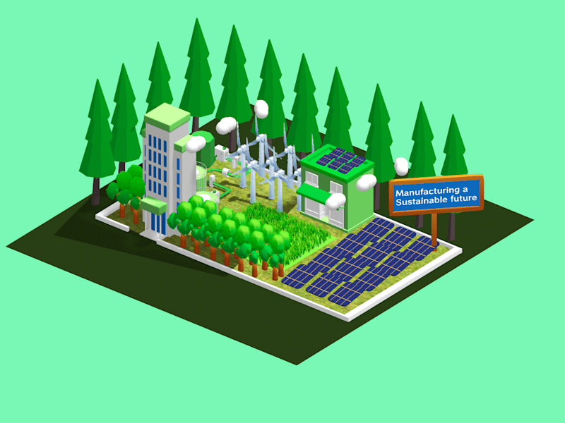 Cover image for A green city model crafted using Spline.