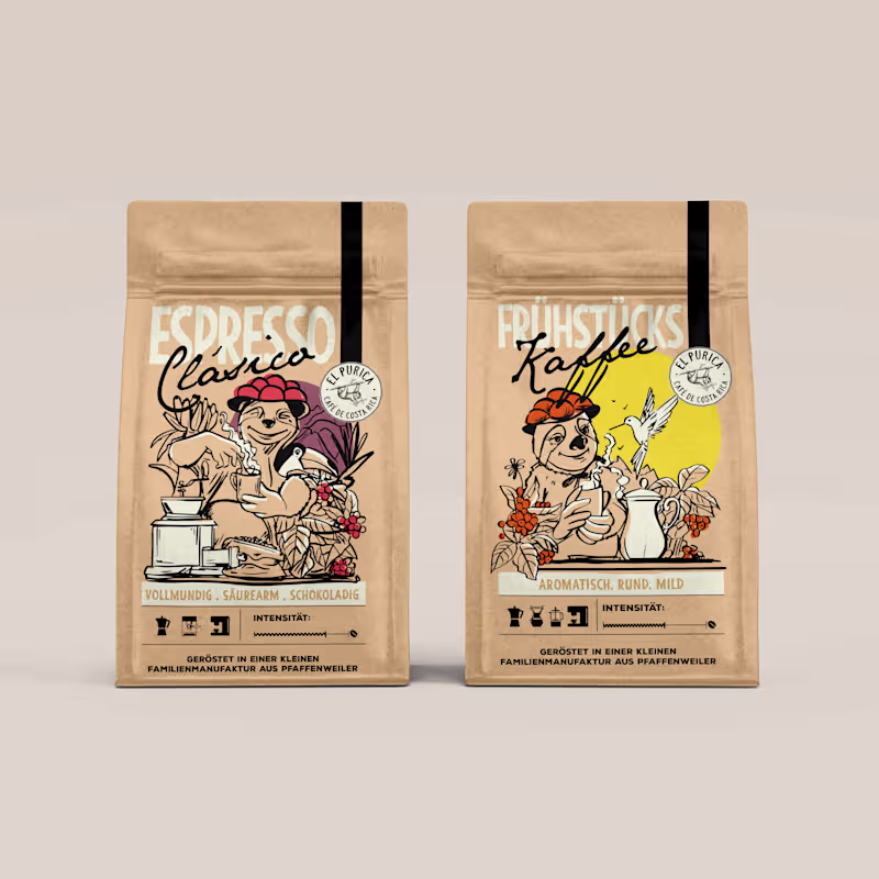 Cover image for Branding and Label Design Purica Specialty Café.