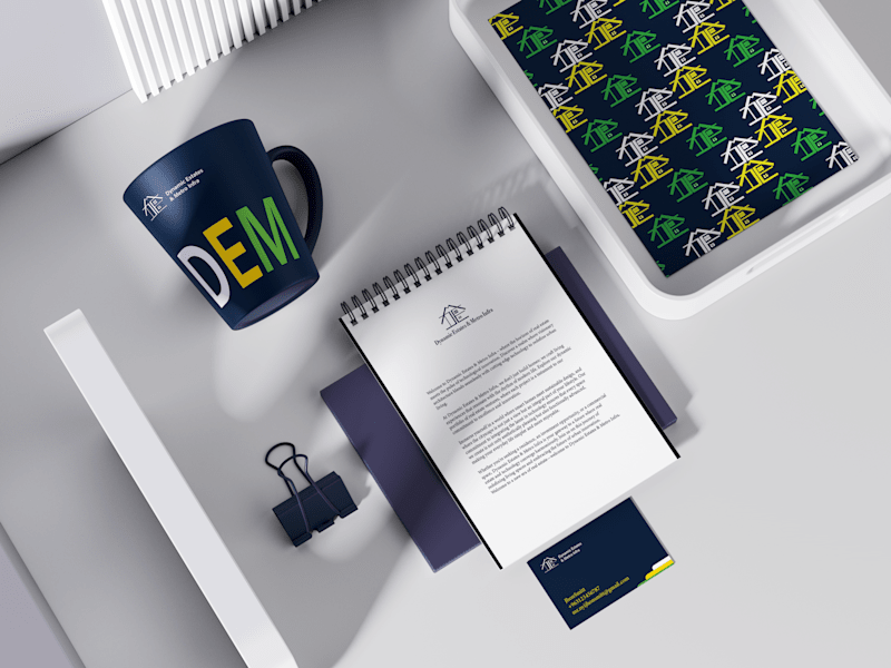 Cover image for DEM - Dynamic Estates and Metro Infra logo and visual identity