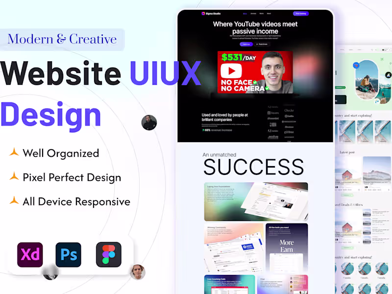 Cover image for Design web template, PSD website or UI UX web by PSD, xd, figma