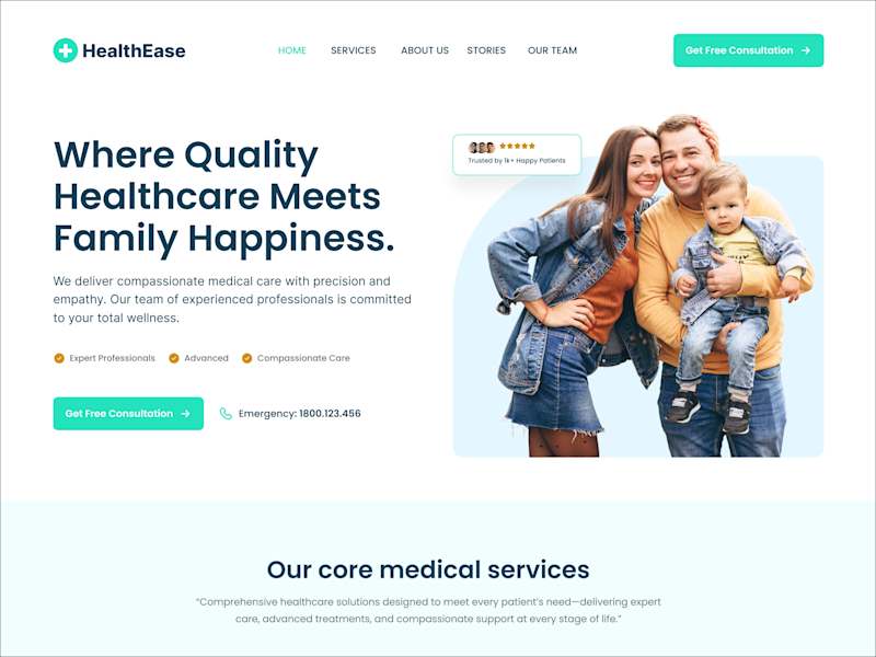 Cover image for Website Design for HealthEase Healthcare Platform