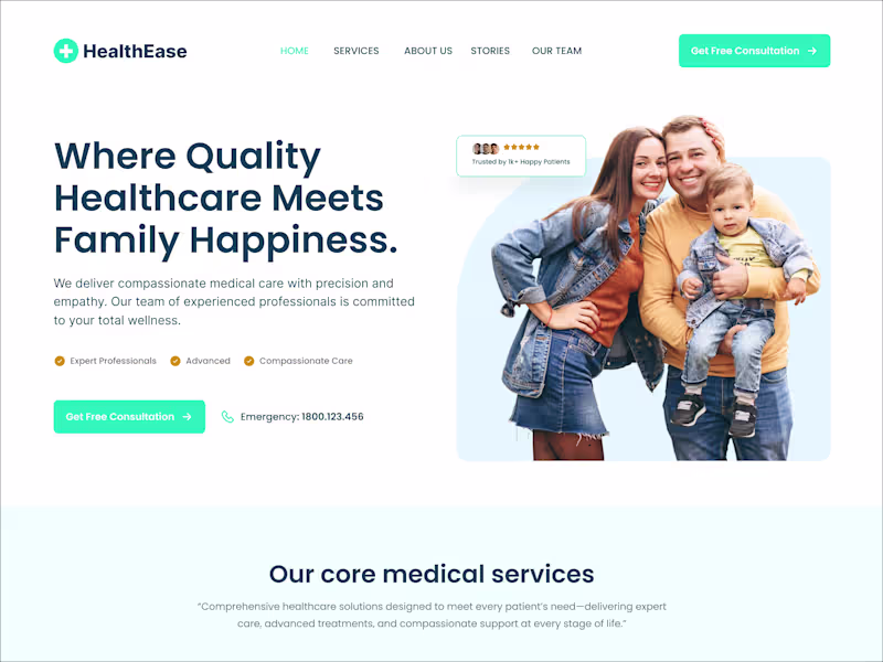 Cover image for Website Design for HealthEase Healthcare Platform
