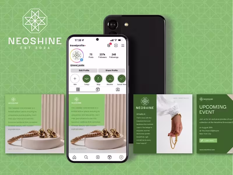 Cover image for Neo Shine Social media, icon, & packaging design