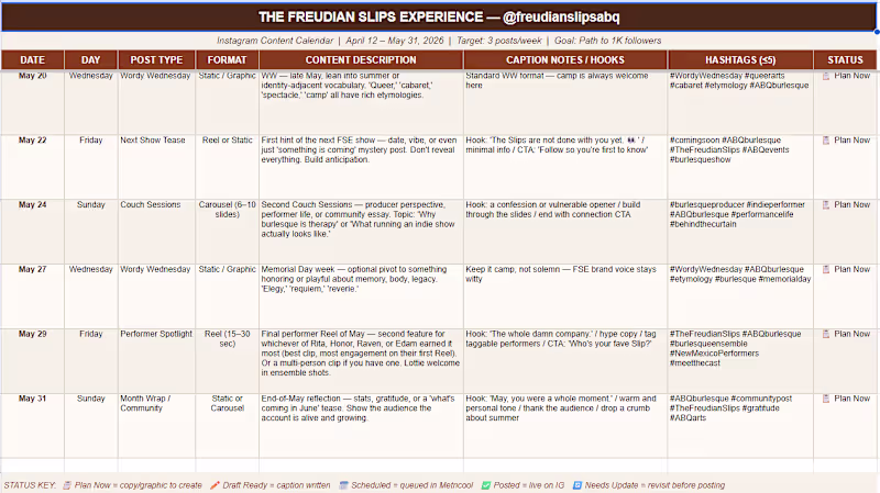 Cover image for One-Month Instagram Content Calendar with Captions