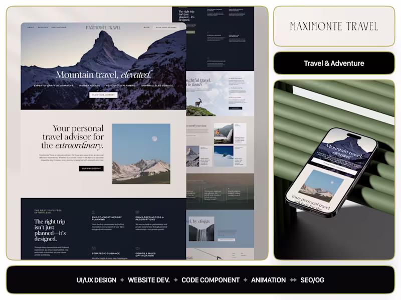Cover image for Travel Business Website | Web Dev + Custom Component