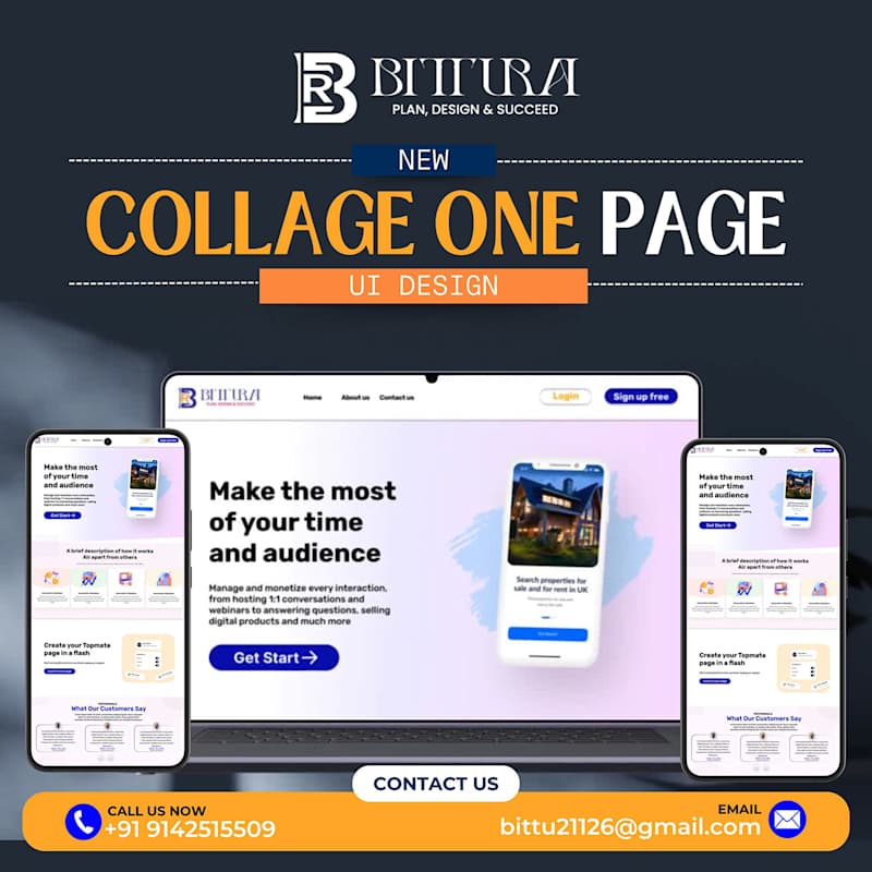 Cover image for Collage landing page ui design by bittu rai :: Behance