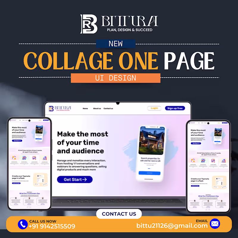 Cover image for Collage landing page ui design by bittu rai :: Behance