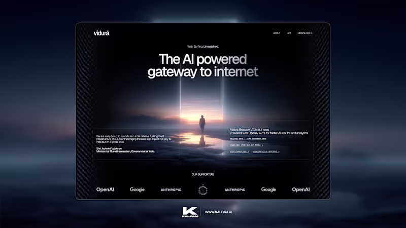 Cover image for Our latest work, Vîdurā. A minimal website concept for an AI...