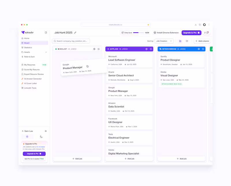 Cover image for Eztrackr - AI Powered Job Tracking Platform