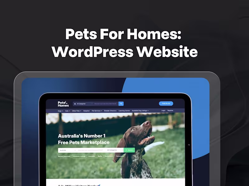 Cover image for Pets for Homes: WordPress Website Design & Development