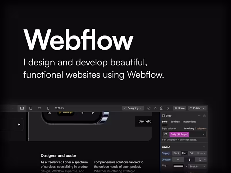 Cover image for Webflow - I design and develop beautiful, functional websites