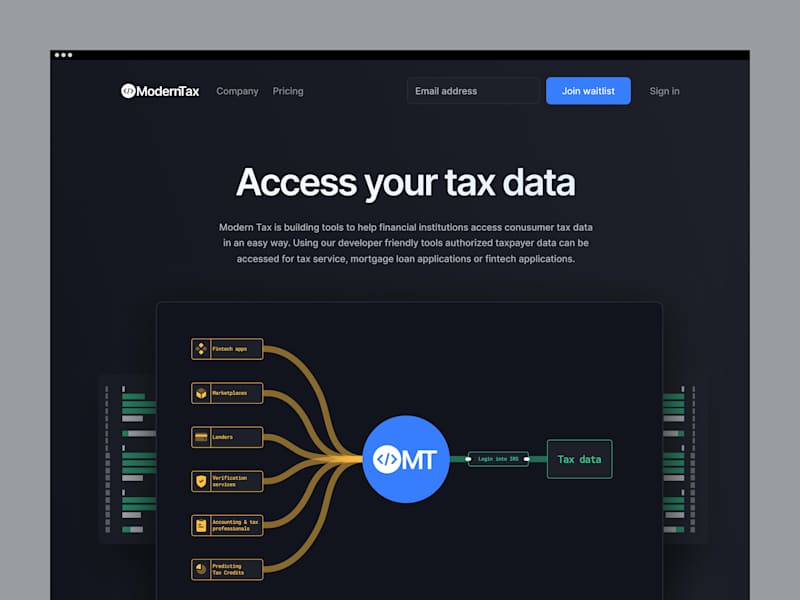 Cover image for ModernTax — Web Design for a Tax Record Verification Platform