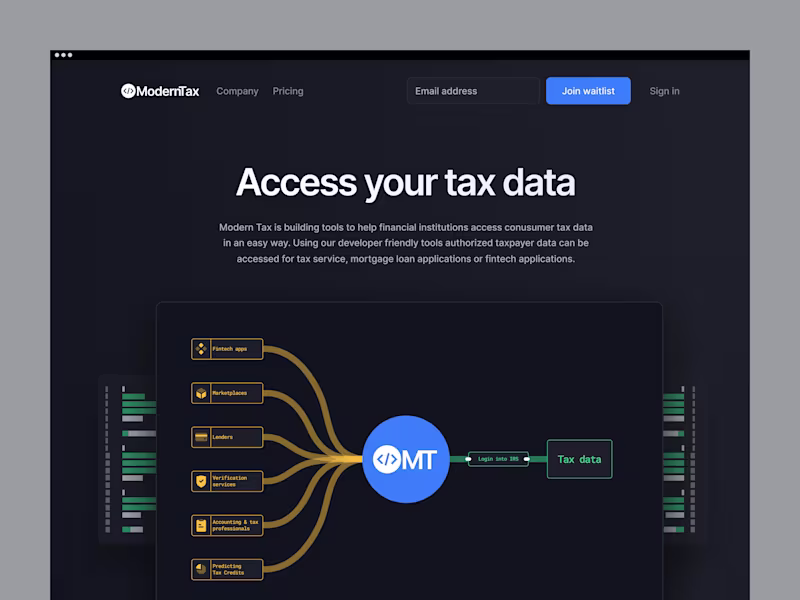 Cover image for ModernTax — Web Design for a Tax Record Verification Platform