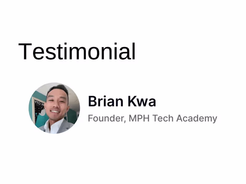Cover image for Testimonial from Brian Kwa