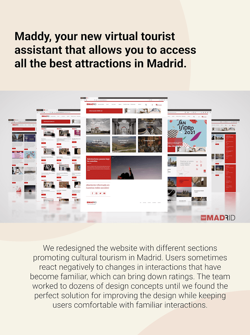 Cover image for Maddy, your Virtual Tourist Assistant in Madrid. on Behance