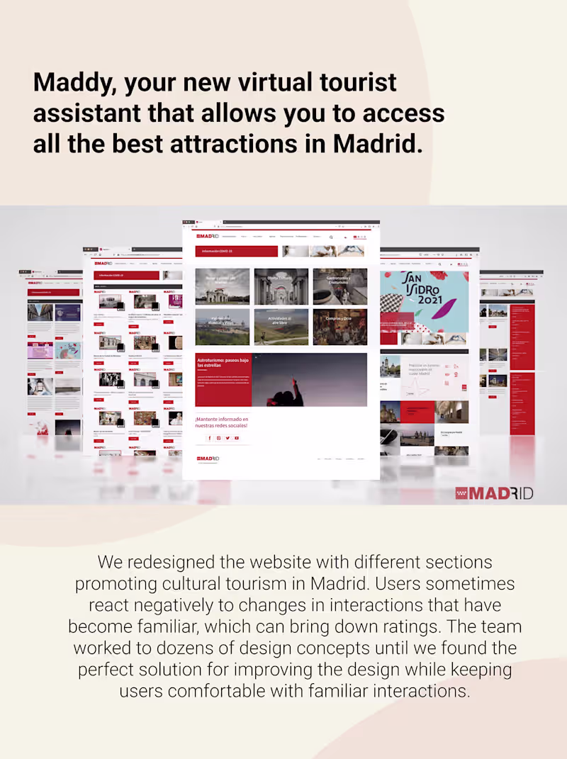 Cover image for Maddy, your Virtual Tourist Assistant in Madrid. on Behance