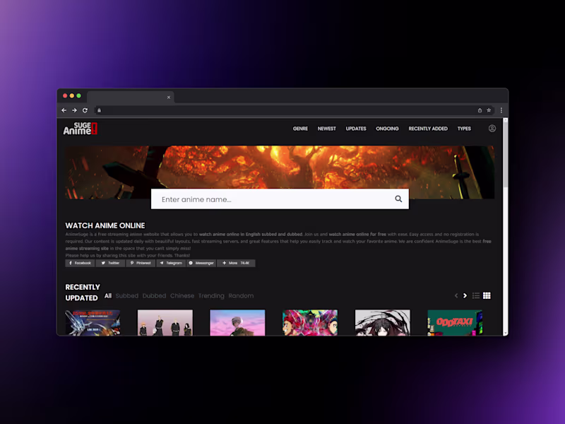 Cover image for Anime Streaming Website