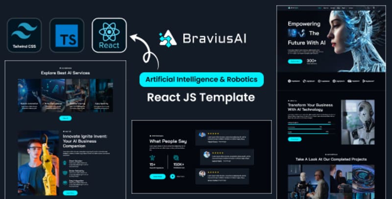 Cover image for BraviusAI – AI & Robotics Tailwind React JS Template