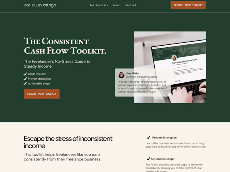 Cover image for Landing Page Design - The Consistent Cash Flow ToolKit