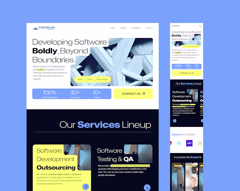 Cover image for Tremium Software - Branding & UI/UX Design