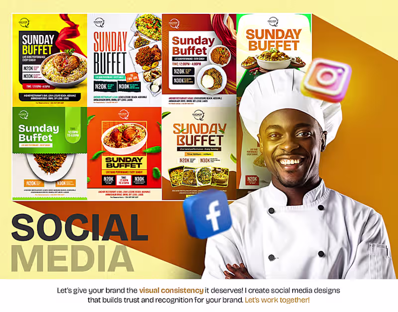 Cover image for Appetizing Social Media Designs for Anchor Restaurant