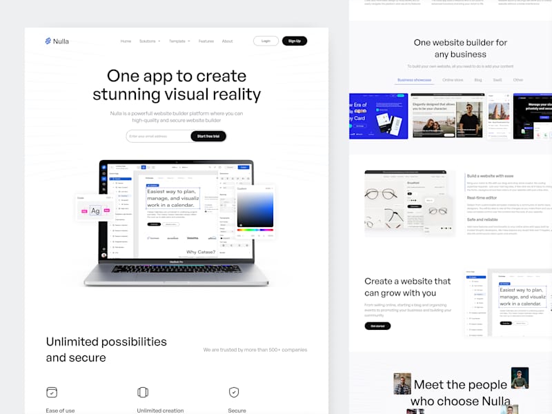 Cover image for Nulla - A Landing page for a website builder platform