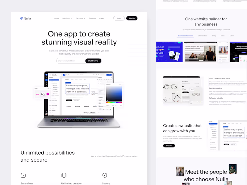 Cover image for Nulla - A Landing page for a website builder platform
