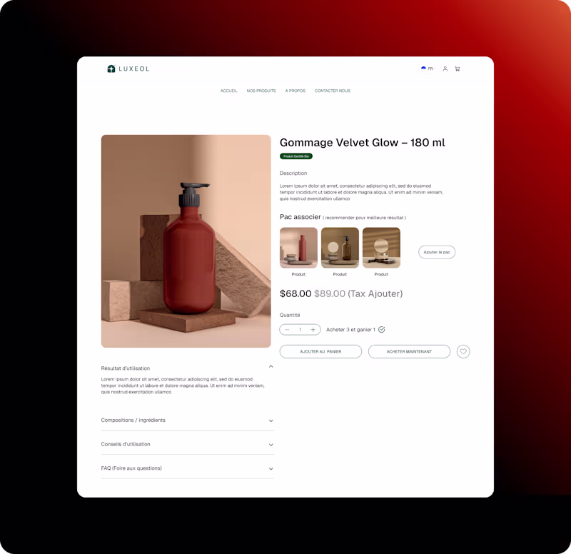 Cover image for LUXEOL : Skincare web design + brand Identity Board