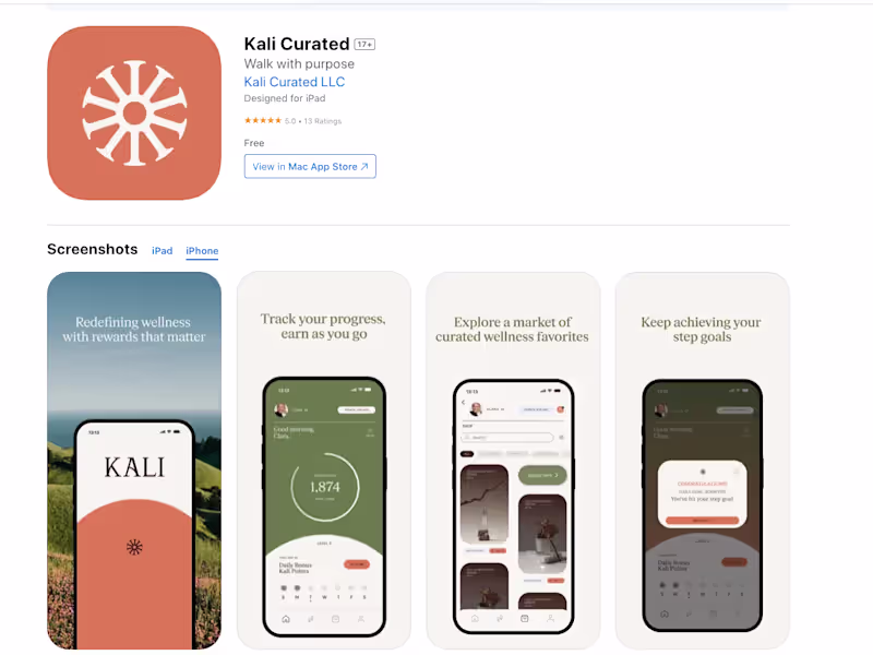 Cover image for Kali is a wellness-focused mobile app that rewards users for...