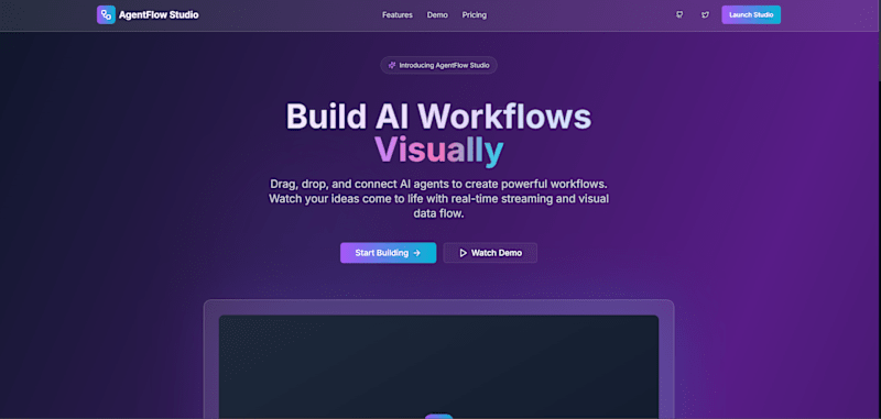 Cover image for AgentFlow Studio - Build AI Workflows Visually
