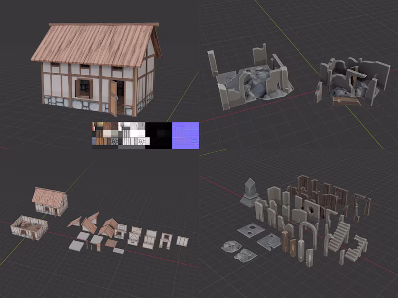 Cover image for Modular Stylized Low Poly Game Asset (Game-Ready)