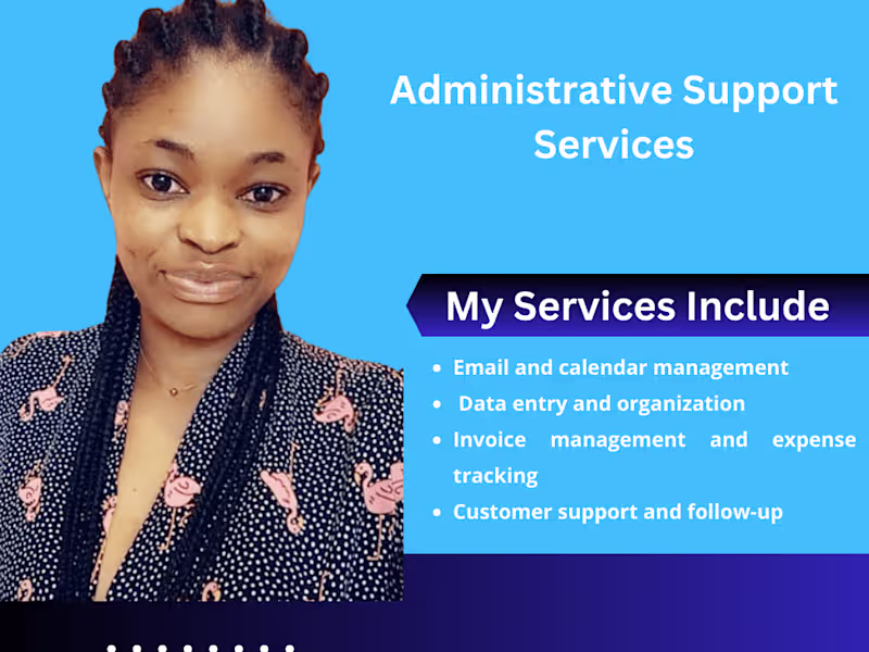 Cover image for Administrative support services - I help you remain organized.