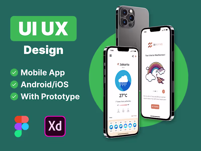 Cover image for Mobile app UI UX design, wireframe UX, or figma mobile UI design