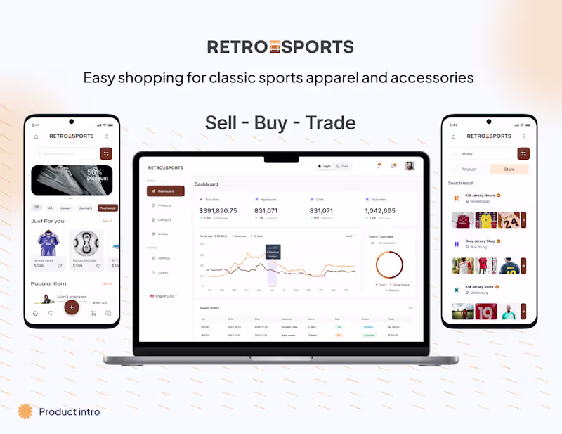Cover image for Retro Sports App Design- Sports E-commerce 
