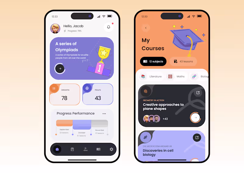 Cover image for Day 1/75 UI Challenge 🎓 Designed an E-Learning App Dashboar...