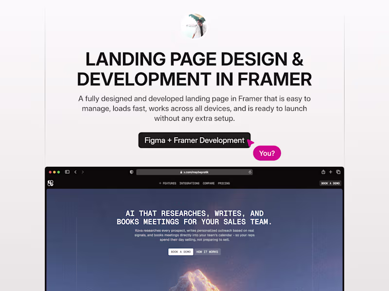 Cover image for Landing Page Design + Development in Framer
