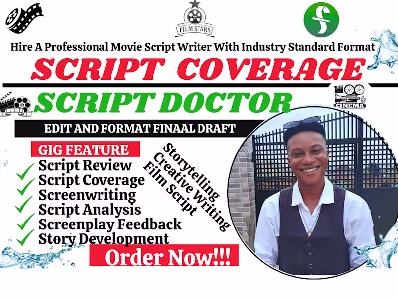 Cover image for I will review your movie script & give true screenplay feedback