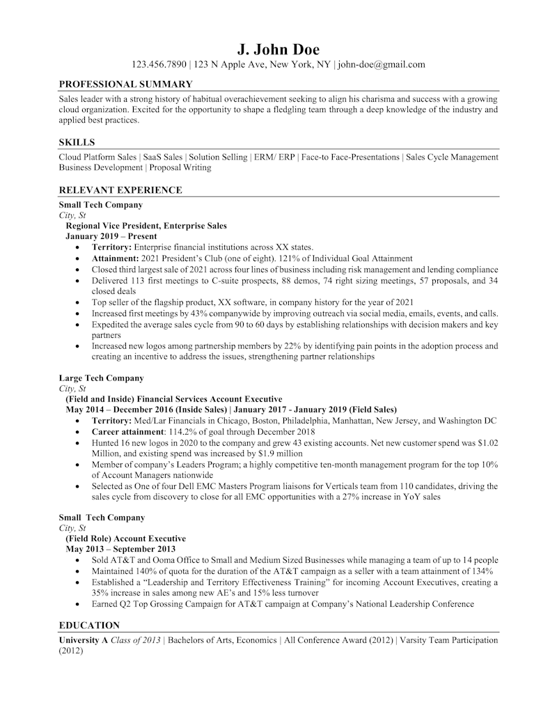 Cover image for SaaS Sales Resume