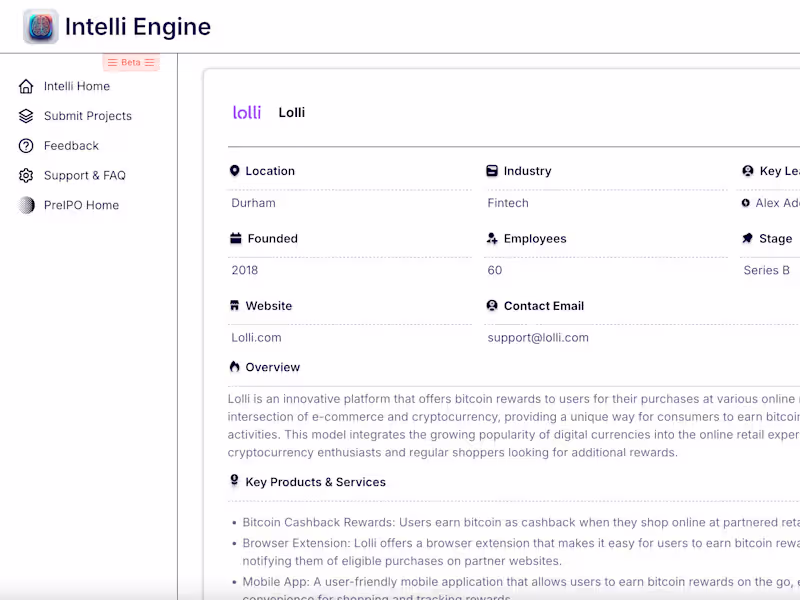Cover image for Built a private market research platform "INTELLI"