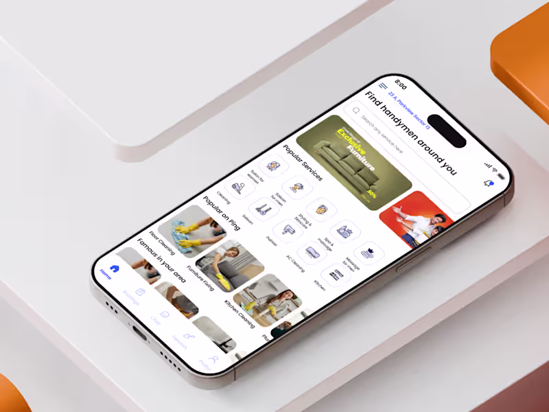Cover image for Ping Home Services App UX/UI Design
