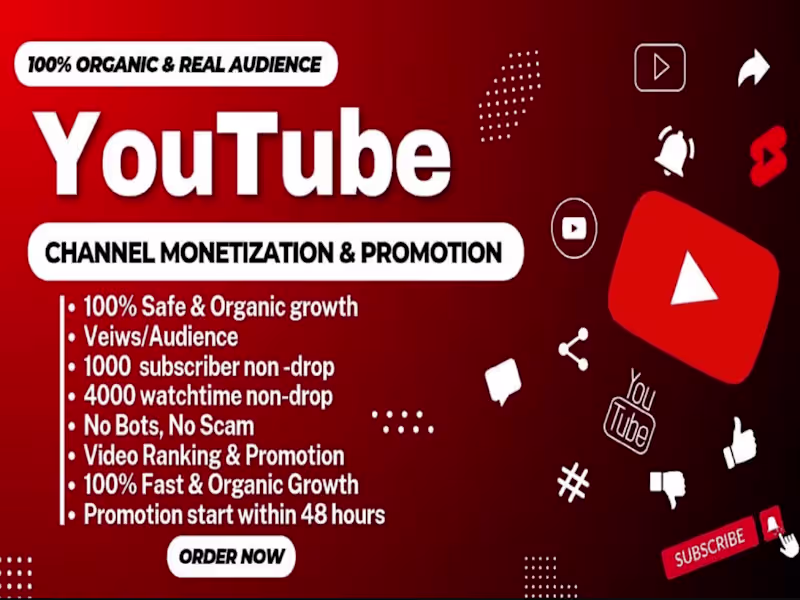 Cover image for do youtube promotion, video promotion, channel monetization