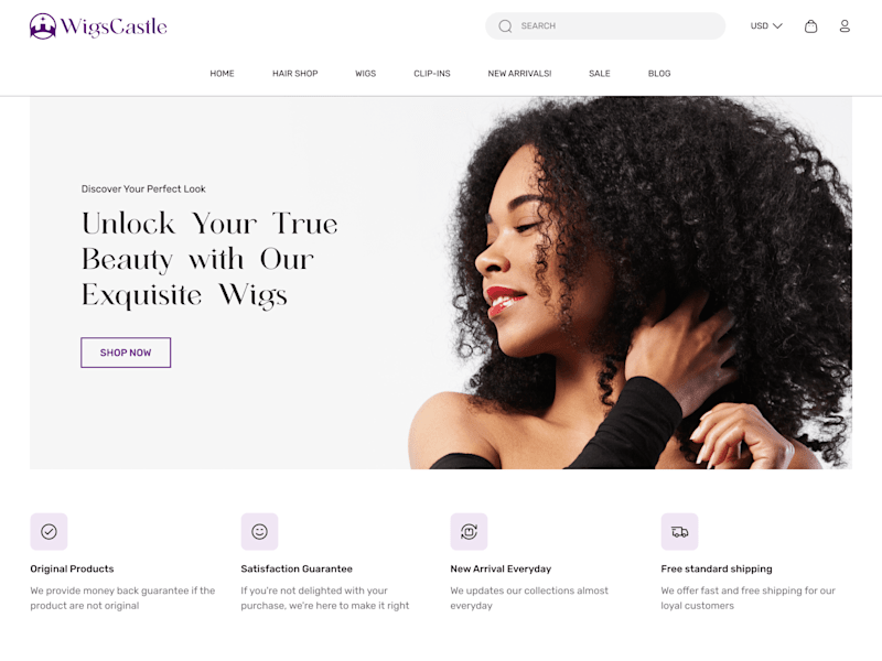Cover image for Wigs Castle e-commerce (Figma design)