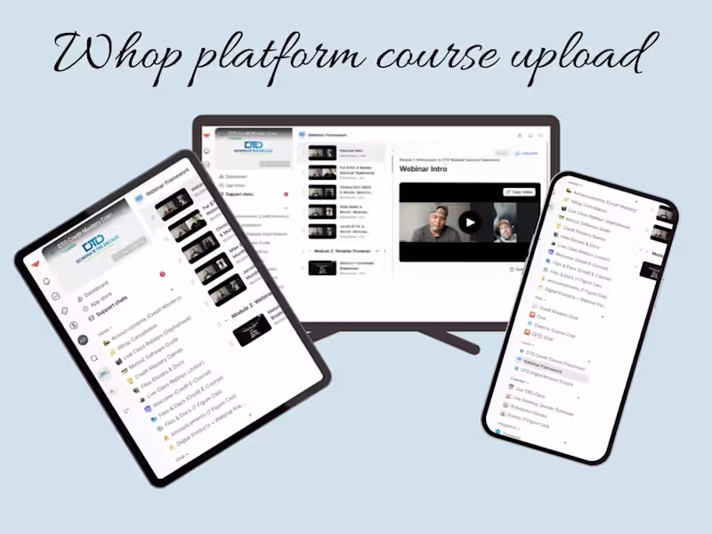 Cover image for Course upload on Whop platform